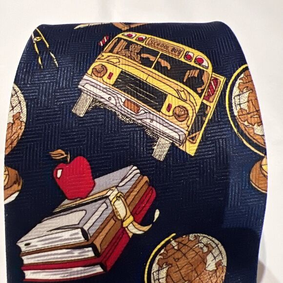 EMPIRE High Fashion School Teacher Tie Blue 58" X 3 3/4" Classroom Books Apple - Picture 13 of 16